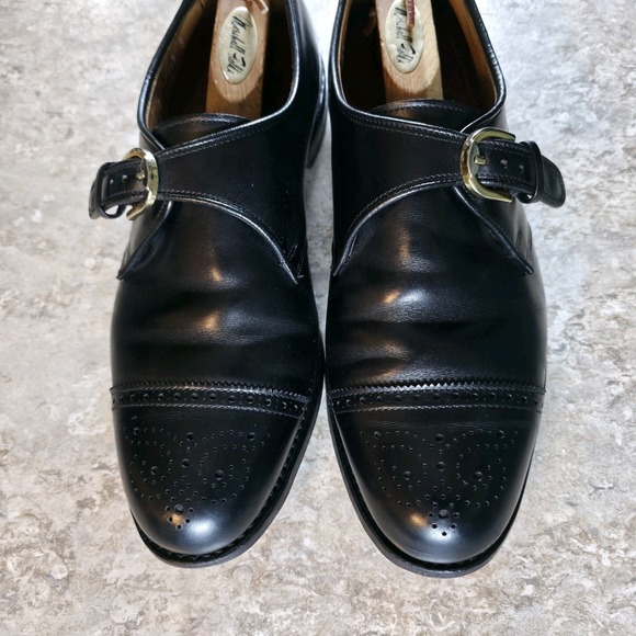 Allen Edmonds Hillsboro Mens 9.5 D Black Casual Monk Strap Gold Buckle Shoes main image 9